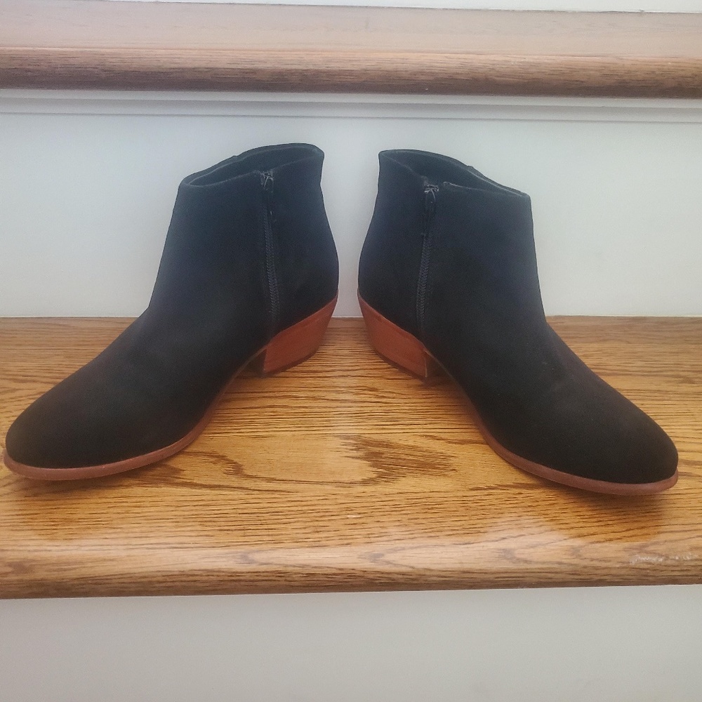 BODEN WOMEN'S BLACK SUEDE ALMOND TOE ANKLE BOOTIES BOOT SIZE US 7